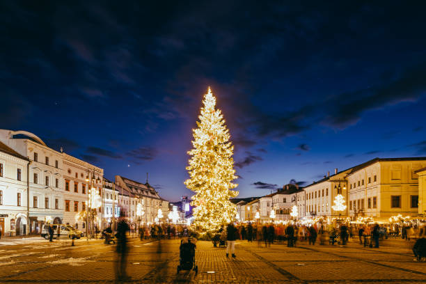 istock Beautiful Christmas tree on a Banska Bystrica city square 1455933357