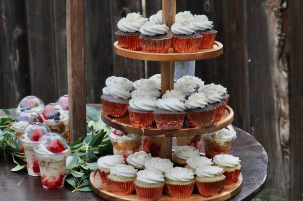 istock Closeup of cupcakes on a stand 1455933577