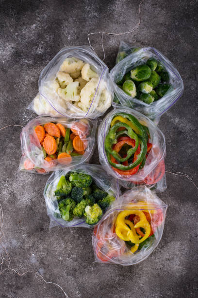 istock Different frozen vegetables. Food storage. 1455936604