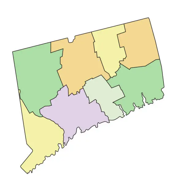 Vector illustration of Connecticut - Highly detailed editable political map.