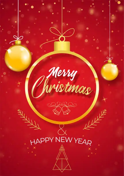 Vector illustration of Happy holiday greeting banner and card design template. Merry Christmas and new year theme concept