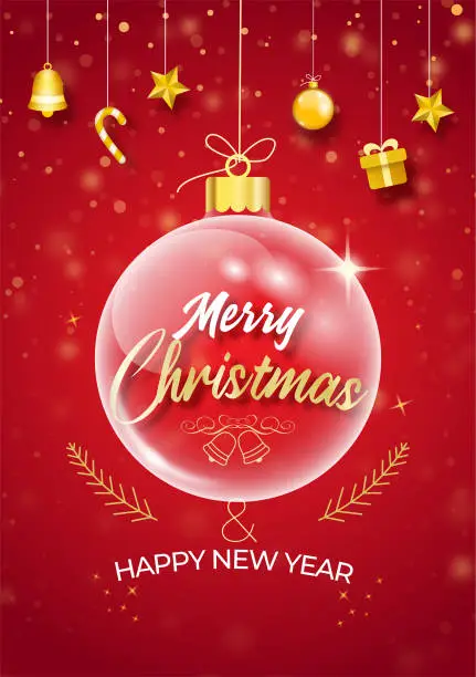 Vector illustration of Happy holiday greeting banner and card design template. Merry Christmas and new year theme concept