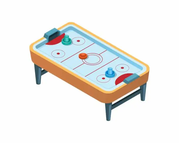Vector illustration of Air hockey table arcade game isometric illustration vector