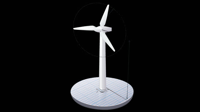 Animation loop of a planned wind turbine (alpha channel)