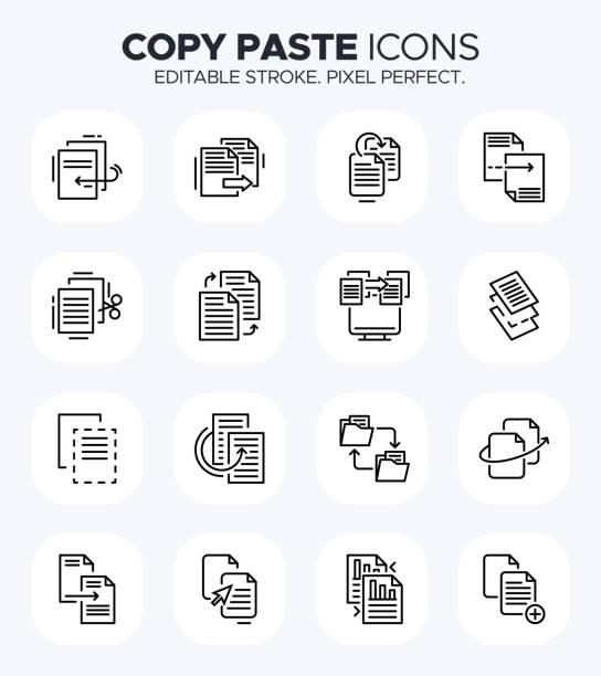 ilustrații de stoc cu copy paste icoane - cut, paste, copy, duplicate și clipboard simboluri - lipici