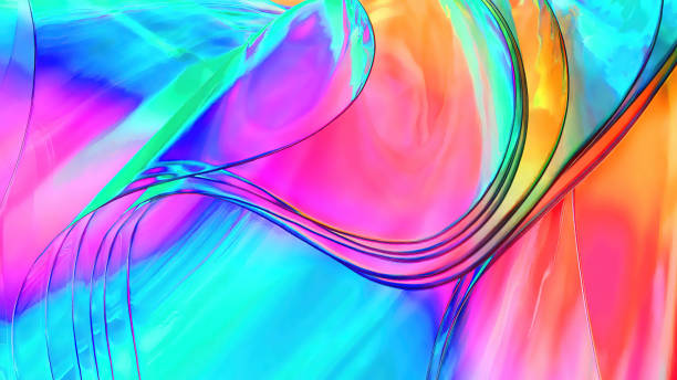 istock 3d rendering Curve Dynamic Fluid Liquid Wallpaper. Light Pastel Cold Color Colorful Swirl Gradient Mesh. Bright Pink Vivid Vibrant Smooth Surface. Blurred Water Multicolor Neon Sky Gradient Background 1455941485