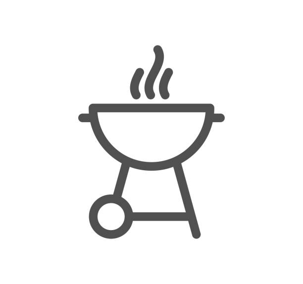 ilustrações, clipart, desenhos animados e ícones de ícone relacionado à grelha. - pan frying pan fire fried