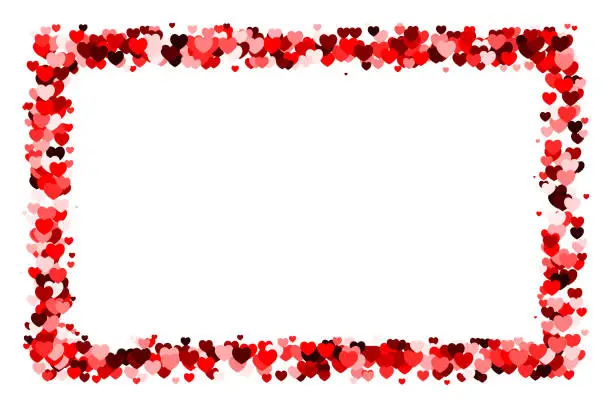 Vector illustration of Red heart horizontal rectangle frame with space for text. Background for Valentine's Day or Weddings and Mother's Day