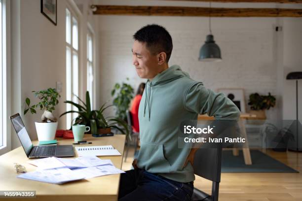 Ugh My Back Hurt A Lot Stock Photo - Download Image Now - 25-29 Years, 30-34 Years, Adult