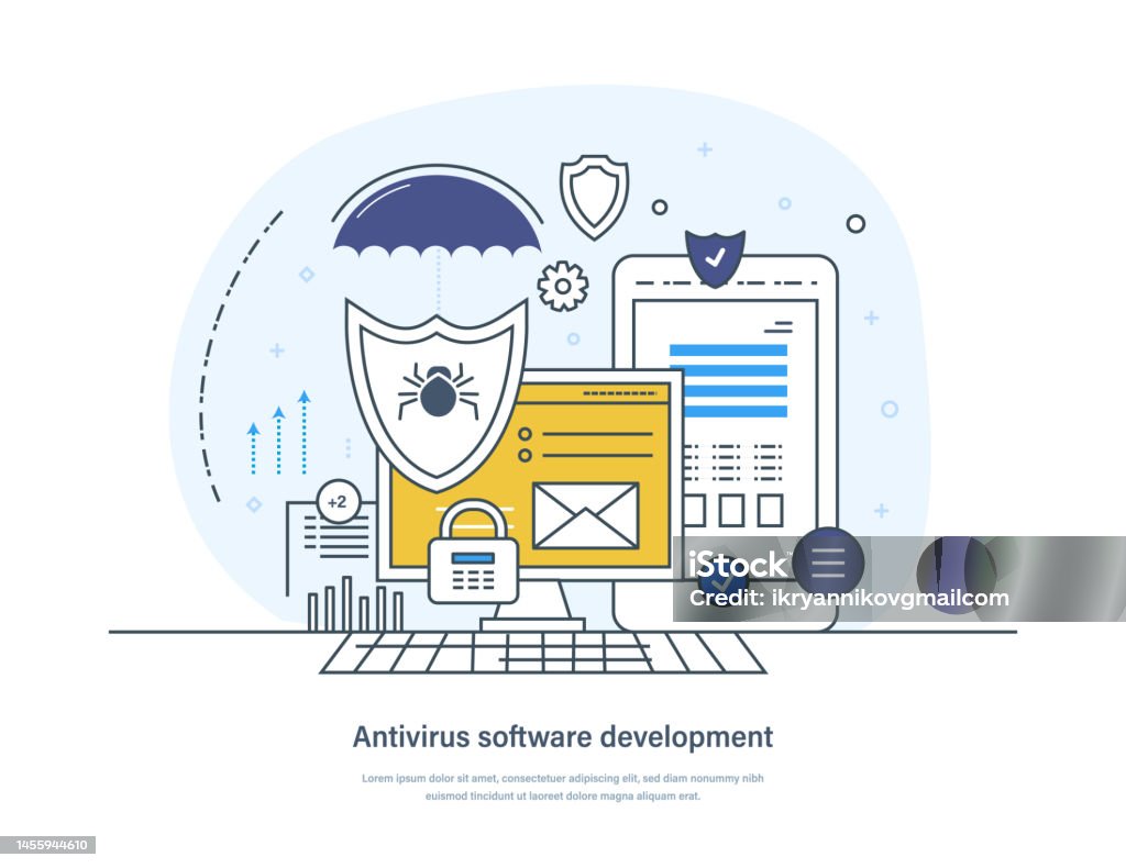 Antivirus Software Development Online Security Data Protection Concept ...