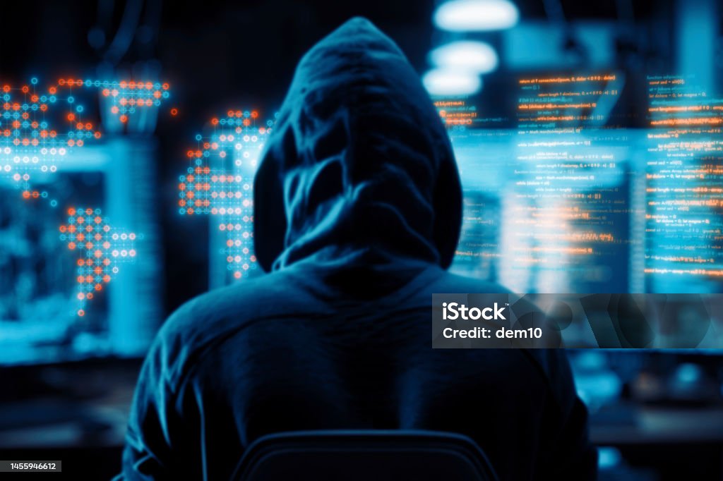 Computer Hacker digital work of Computer Hacker concept Network Security Stock Photo