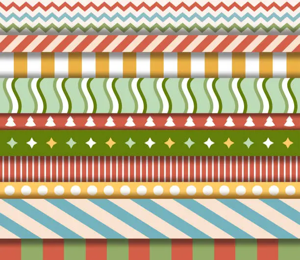 Vector illustration of Christmas holiday seamless wrapping paper patterns