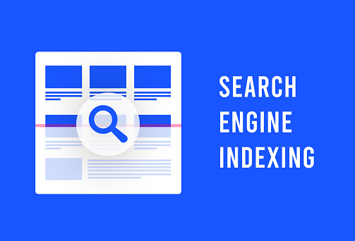 Search engine indexing concept. Crawler bot scanning website in parts, indexed or non-indexed parts, search for changes and additions to content. Vector illustration