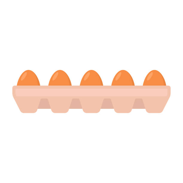 ilustrações de stock, clip art, desenhos animados e ícones de box with eggs icon. color silhouette. front side view. vector simple flat graphic illustration. isolated object on a white background. isolate. - chicken egg audio