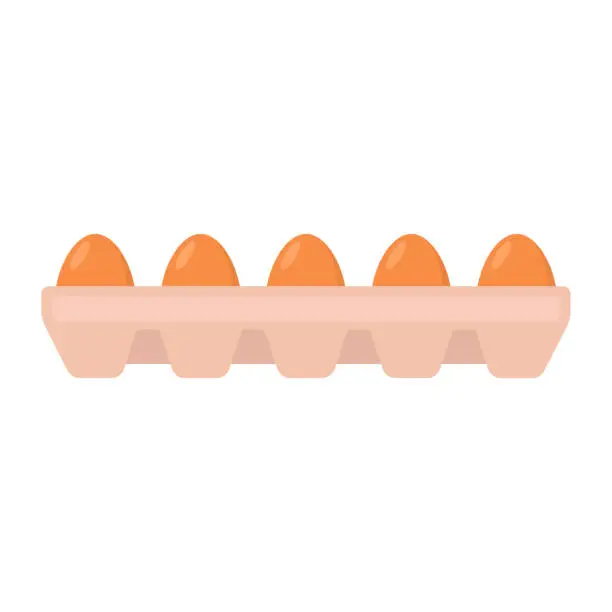 Vector illustration of Box with eggs icon. Color silhouette. Front side view. Vector simple flat graphic illustration. Isolated object on a white background. Isolate.