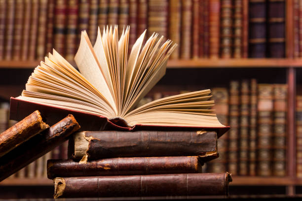 istock Vintage old hardback books. Education background. Back to school. Copy Space. 1455950898