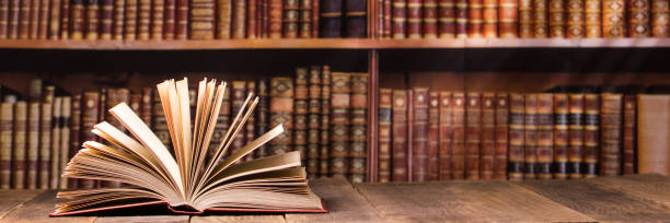 istock Vintage old hardback books. Education background. Back to school. Copy Space. 1455950901