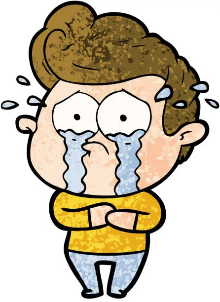 Vector illustration of cartoon crying man