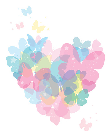 vector, valentine's day illustration, heart shape made of butterflies