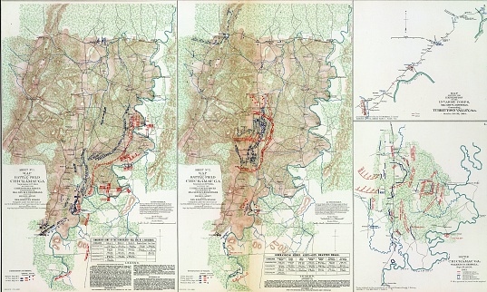 Map of battle of Chickamauga, Tennessee, 1863, from Atlas to Accompany the Official Records of the Union & Confederate Armies, 1861 - 1865