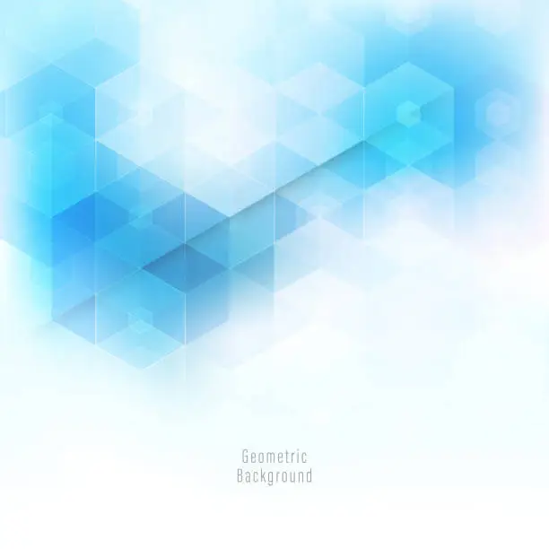 Vector illustration of Abstract background geometric shape of blue hexagons. Brochure design template.