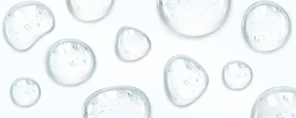 Vector illustration of Liquid drops, serum, gel or collagen 3d texture