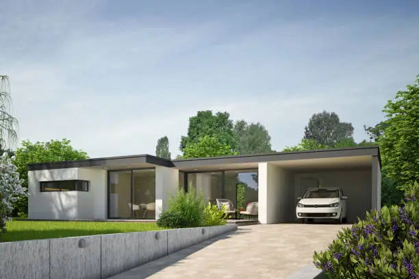 3d rendering of a modern bungalow