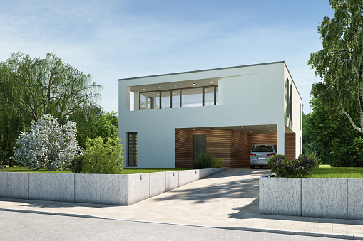 3d rendering of a modern cubic house
