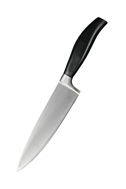 istock Professional chefs knife isolated on white background close up 1455960467