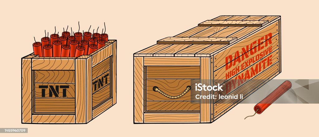 Mini Dynamite Explosives Dynamite Set Vector Illustration Box With Ready Explosives Cartridge ...