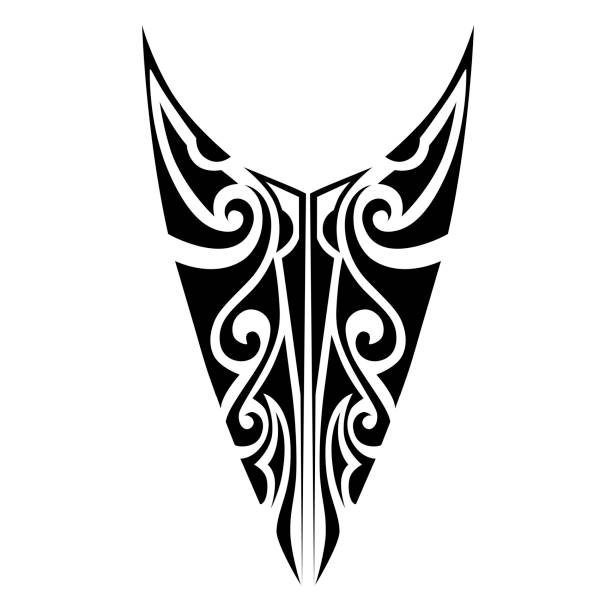 illustrazioni stock, clip art, cartoni animati e icone di tendenza di modello di tatuaggio in stile tribale maori adatto per una gamba o un braccio, una mano, una spalla. - tatuaggi maori