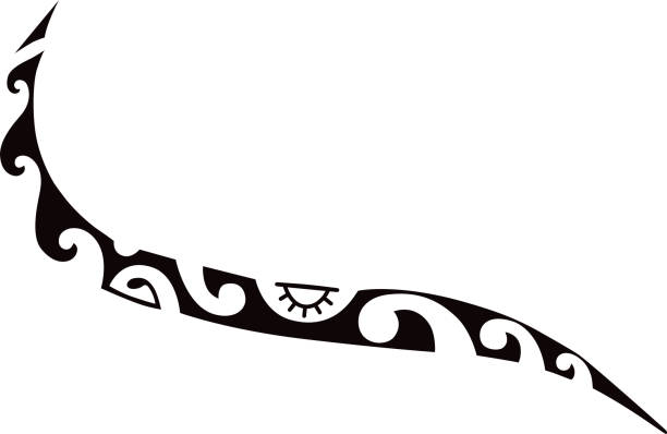 ilustraciones, imágenes clip art, dibujos animados e iconos de stock de diseño maorí del tatuaje. ornamento oriental decorativo étnico. arte tatuaje tribal. boceto vectorial de un tatuaje maorí. - pattern maori tattoo indigenous culture