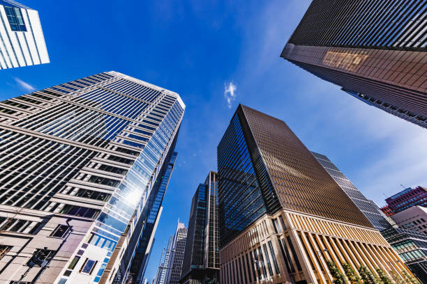 istock Buildings in Tokyo with beautiful sunlight 1455962197