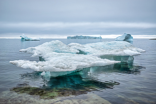 istock iceberg floating on water in the arctic sea in a foggy day 1455962301