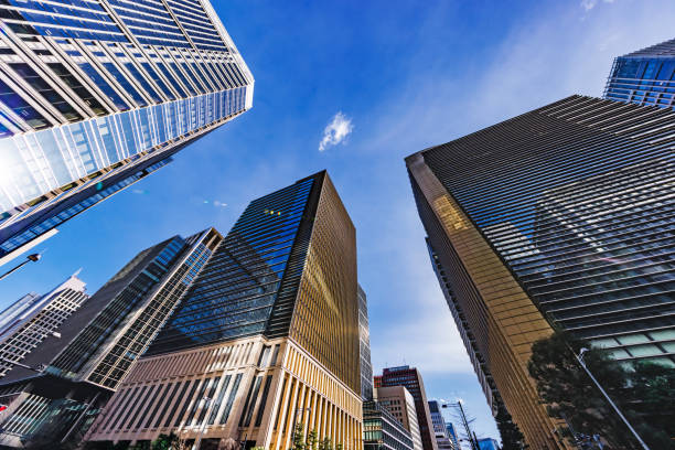 istock Buildings in Tokyo with beautiful sunlight 1455962868