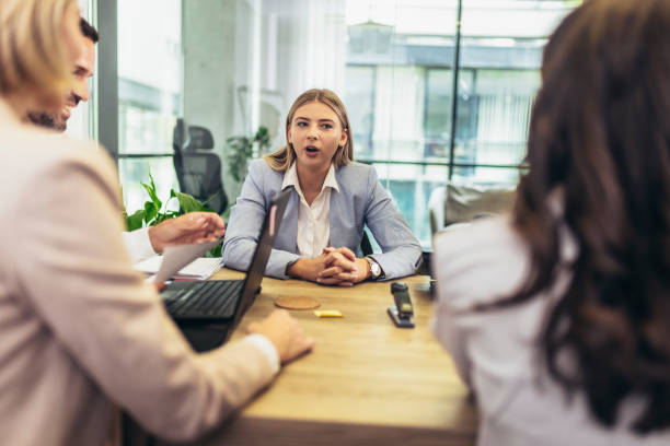istock Office colleagues having discussion during meeting in conference room. 1455965000