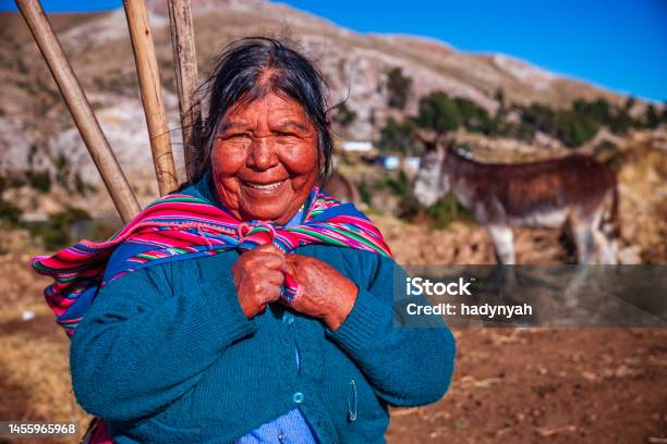 Aymara Woman On Isla Del Sol Lake Titicaca Bolivia Stock Photo - Download Image Now