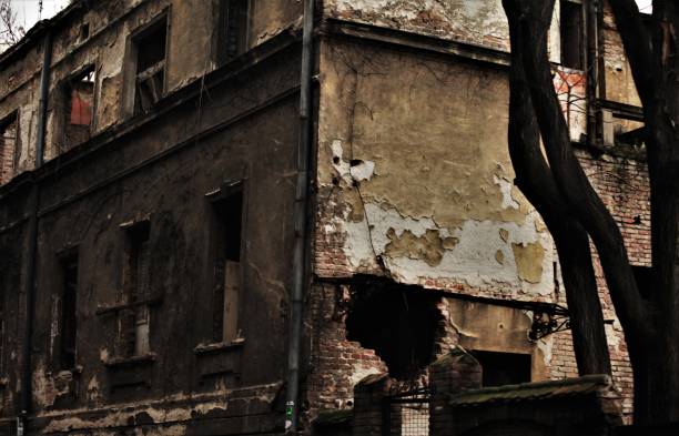 istock An old building with holes in it, a ruin 1455966526