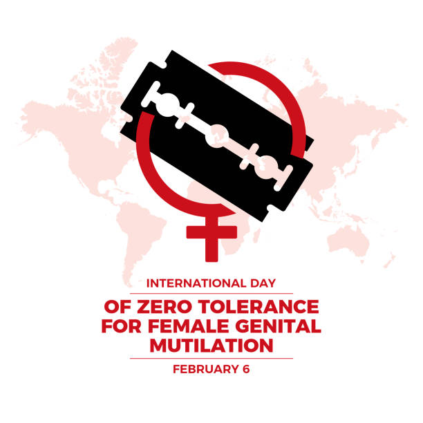 международный день абсолютной нетерпимости к переносчику калечащих операций на женских половых органах - пытать stock illustrations