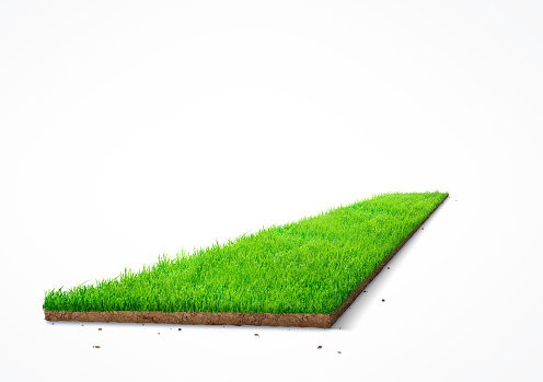 Grassy road isolated on background, 3d illustration of smart farming concept, farm online management ads, farming control technology online. piece if grass piece.