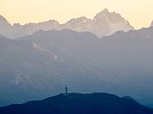 Beautiful shot of Pyramidenkogel tower with the background of landscapes of the Julian Alps