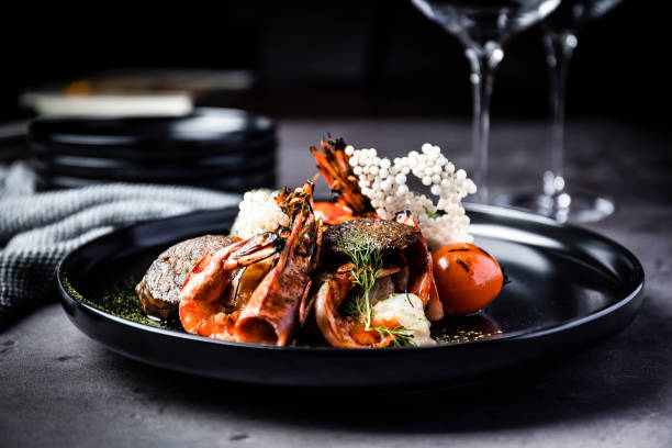 istock Grilled sea shrimp with chorizo 1455971814