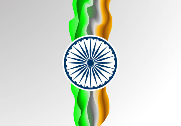 istock Indian Flag background with Asoka wheel on white background. 1455971912