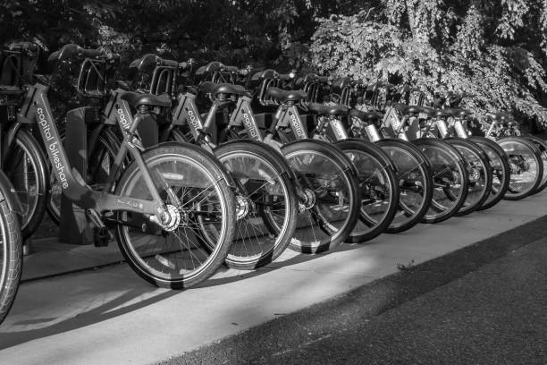istock Rental bikes lined up in Alexandria, VA 1455972009