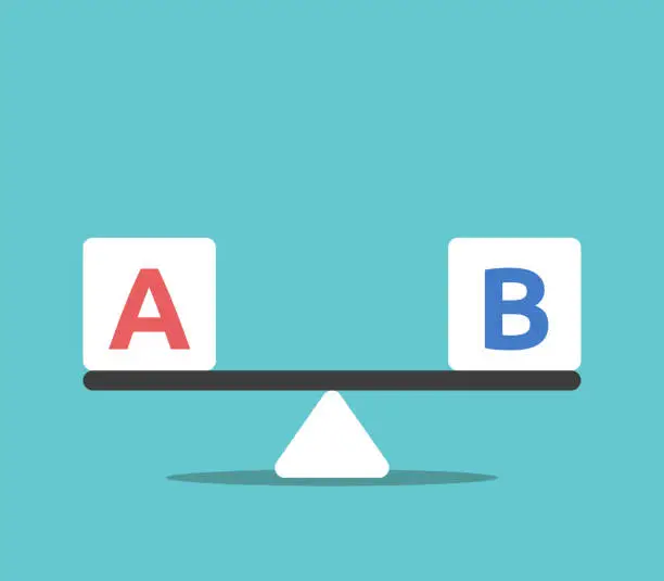 Vector illustration of A, B letters, balance