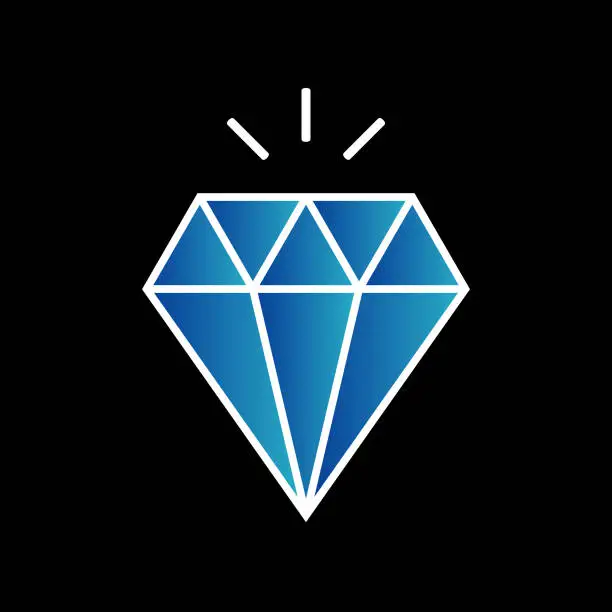 Vector illustration of simple blue diamond with gradient