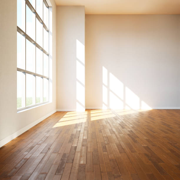 istock Interior poster mock up with horizontal empty wooden frame,Scandinavian style,3d rendering 1455976808