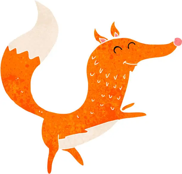 Vector illustration of cartoon happy fox