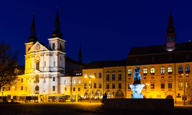 istock Night view of Masaryk Square, Jihlava 1455983604