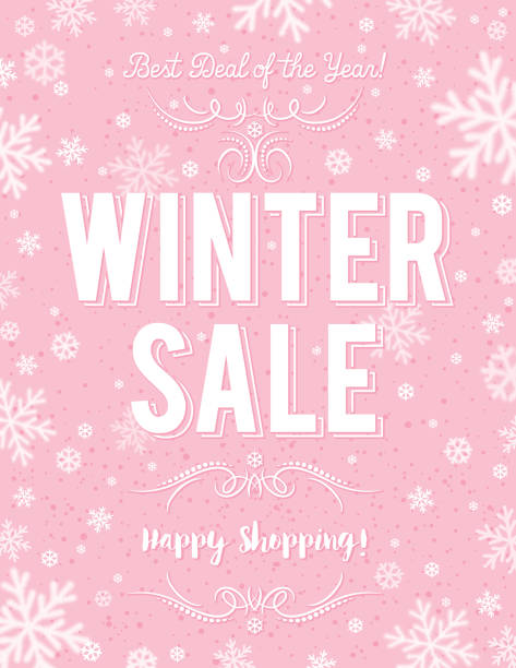 istock Pink Christmas  sale poster with snowflakes, vector illustration 1455984238